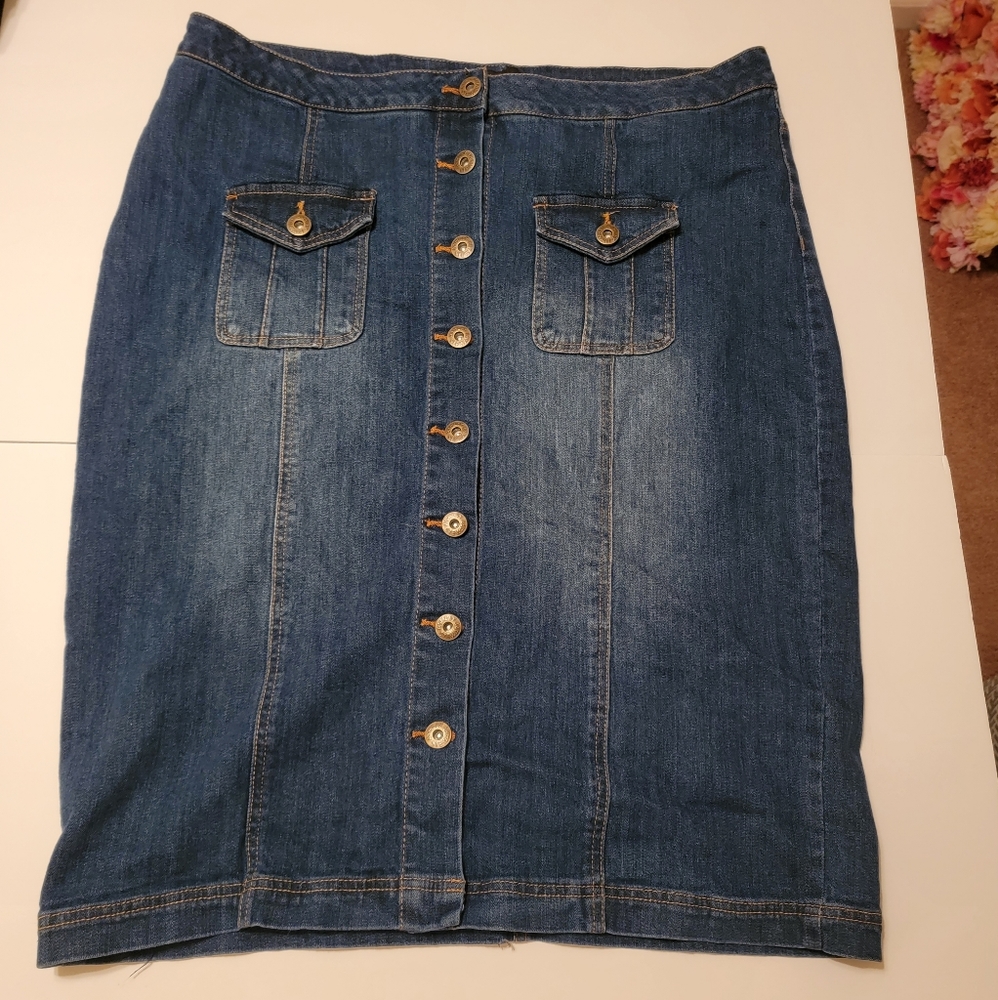 Ashley Stewart Plus Size 16 Denium Skirt NWT